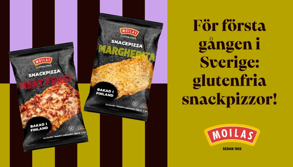 Glutenfria snackpizzor: Moilas Snackpizza Meat Feast och Moilas Snackpizza 