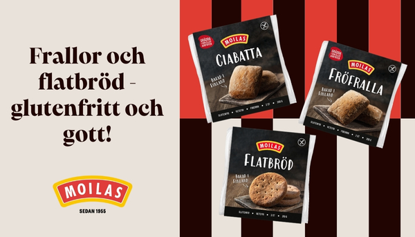 Moilas Gluten-Free Ciabatta, Fröfralla och Flatbröd. 